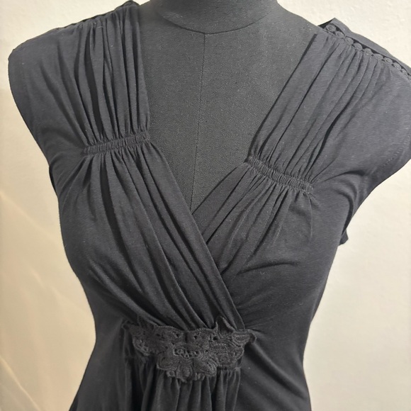 Y2K Black Sleeveless top with lace detailing goth romantic feminine Size Small - Picture 4 of 8